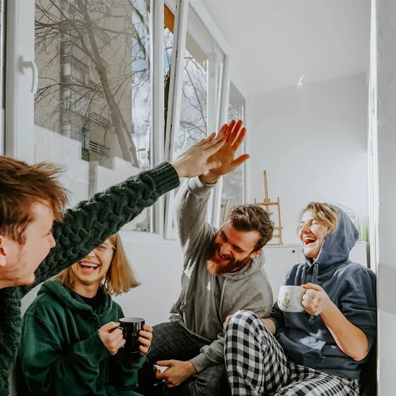 Friends laughing together